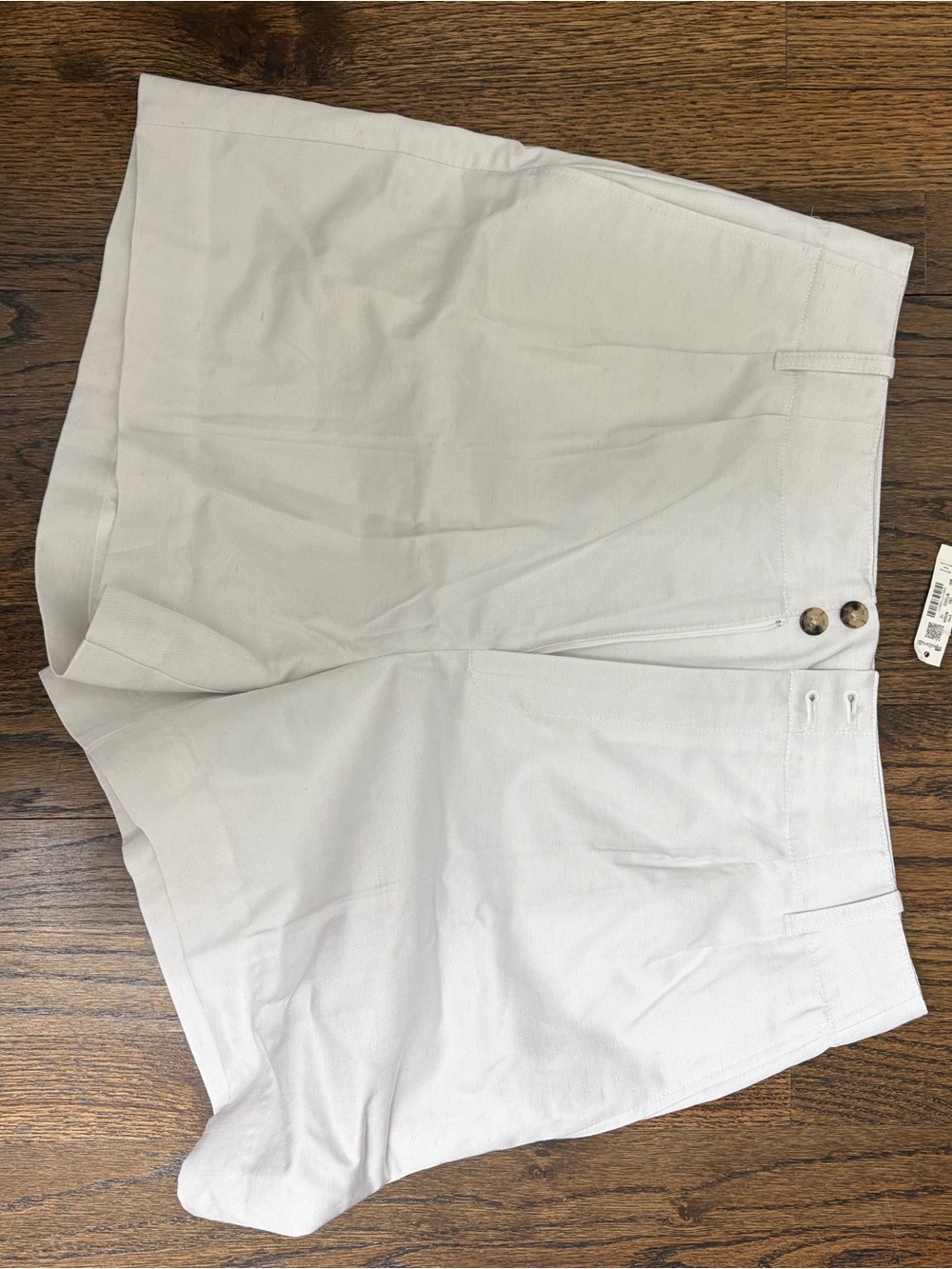 Madewell Cream High-Rise Button-Front Bermuda Shorts